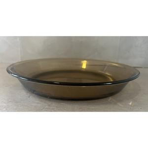 Vtg‎ Pyrex Visions Ware Brown Amber Smoke Glass 209 23cm Pie Plate Dish
